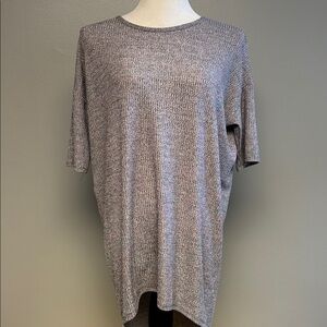 LuLaRoe Ribbed Tunic Top XS Gray Stretch Short Sleeve Casual